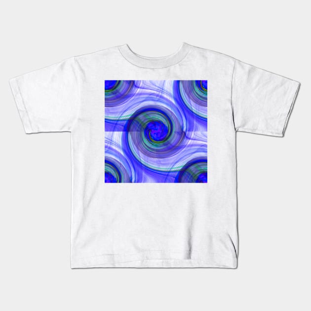 abstract cyclonic twist in blues Kids T-Shirt by hereswendy